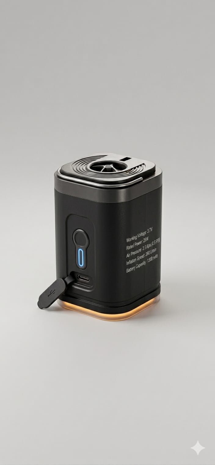 Mini Portable Air Pump with 1300Mah Battery USB Rechargeable to Inflate Deflate for Pool Floats, Air Bed, Vacuum Storage Bags