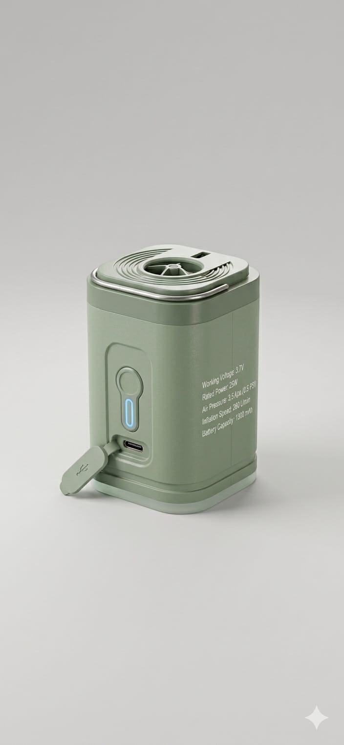 Mini Portable Air Pump with 1300Mah Battery USB Rechargeable to Inflate Deflate for Pool Floats, Air Bed, Vacuum Storage Bags